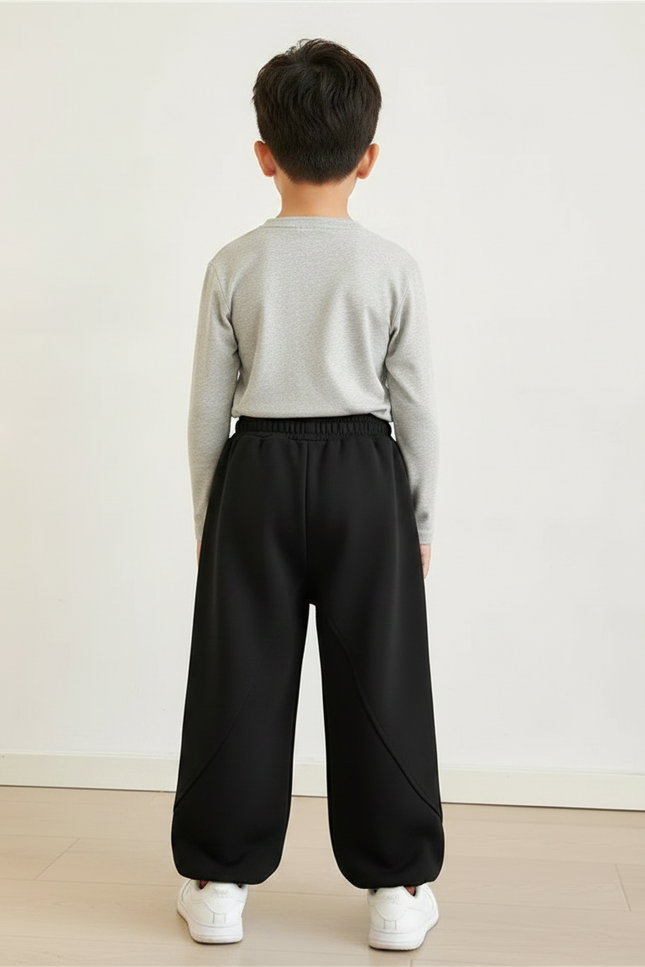 Pantalon Noir Ample Garçon Sport Décontracté - Molleton - vue 2