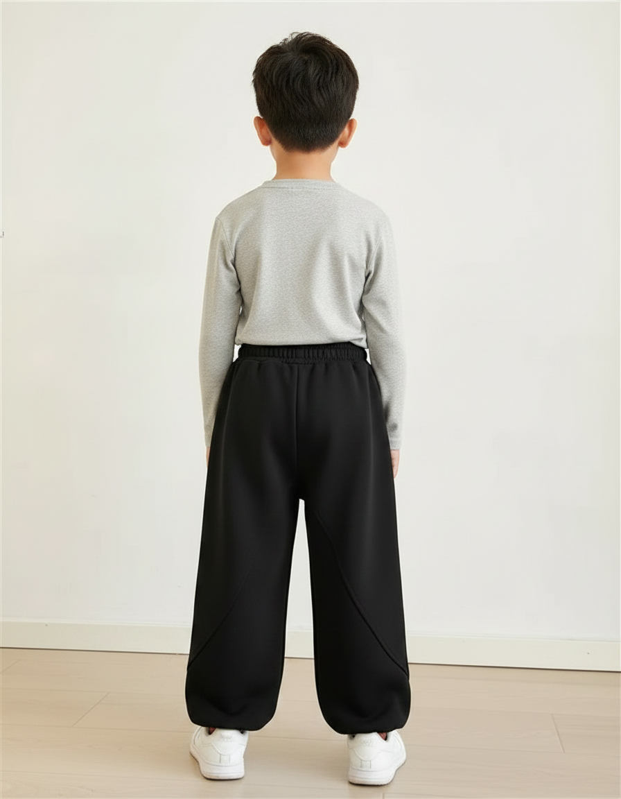 Pantalon Noir Ample Garçon Sport Décontracté - Molleton - vue 2
