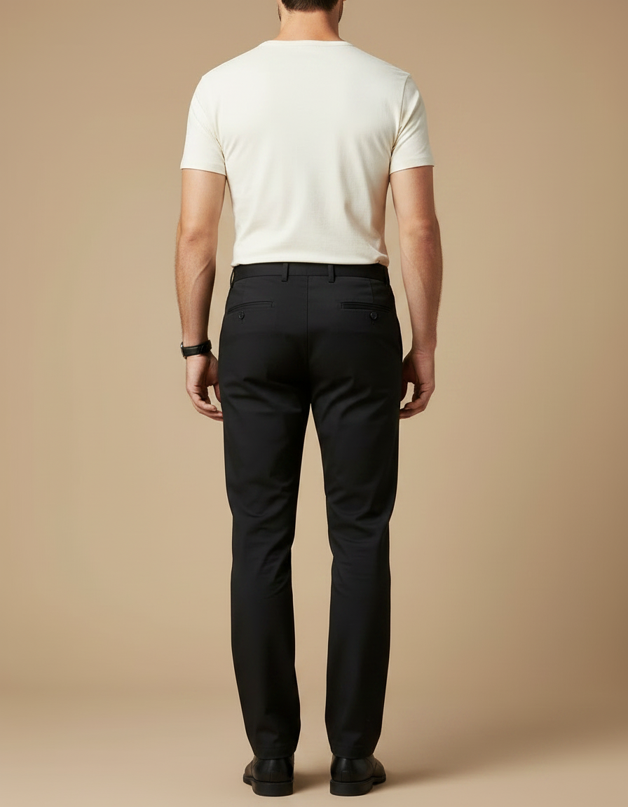 Pantalon Noir Homme Ajusté Classique Élégant - Gabardine - vue 2