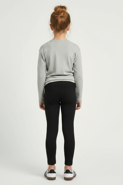 Pantalon Noir Legging Slim Confortable Extensible Fille - Polyester - vue 2