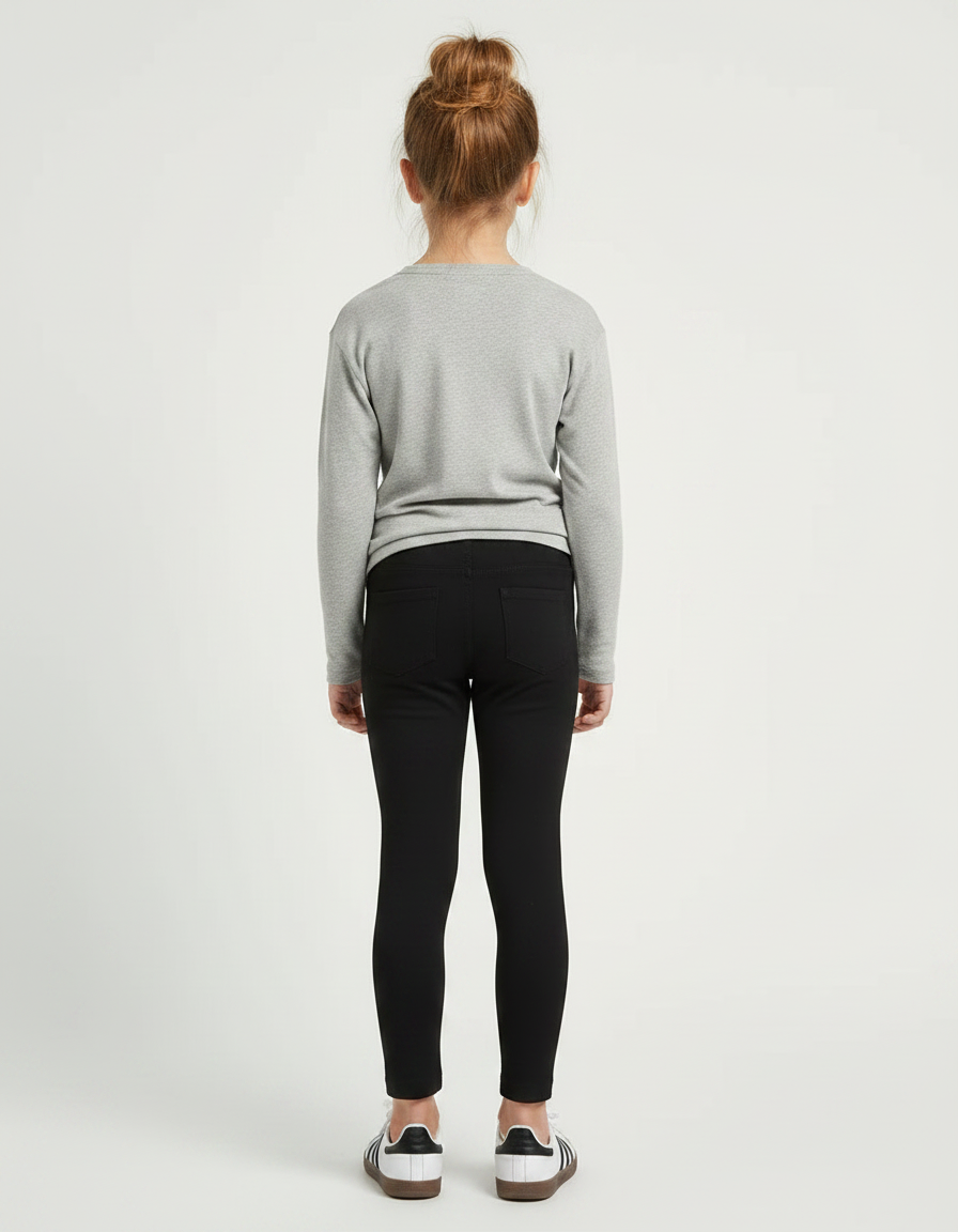 Pantalon Noir Legging Slim Confortable Extensible Fille - Polyester - vue 2