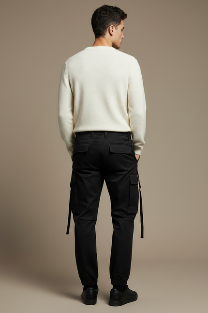 Pantalon Noir Cargo Homme Ample Décontracté Urbain - Toile - vue 2