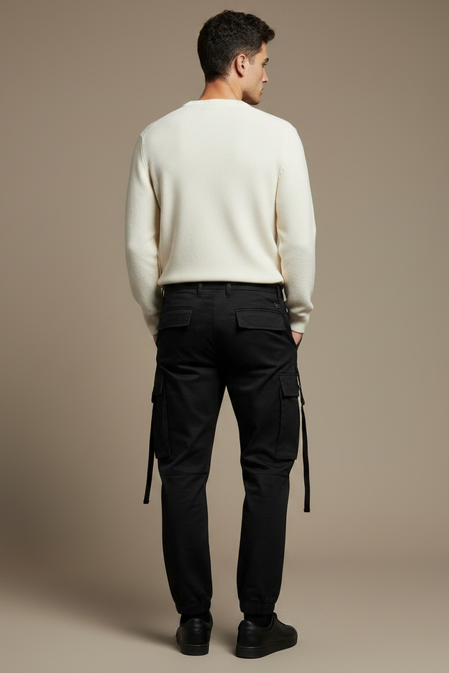 Pantalon Noir Cargo Homme Ample Décontracté Urbain - Toile - vue 2