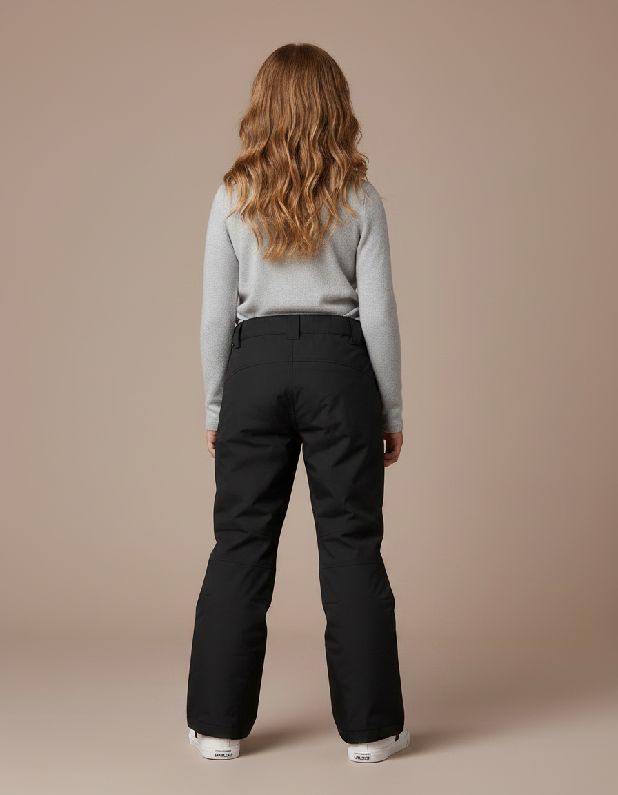 Pantalon Noir Imperméable Coupe Droite Ski Enfant - Polyester - vue 2