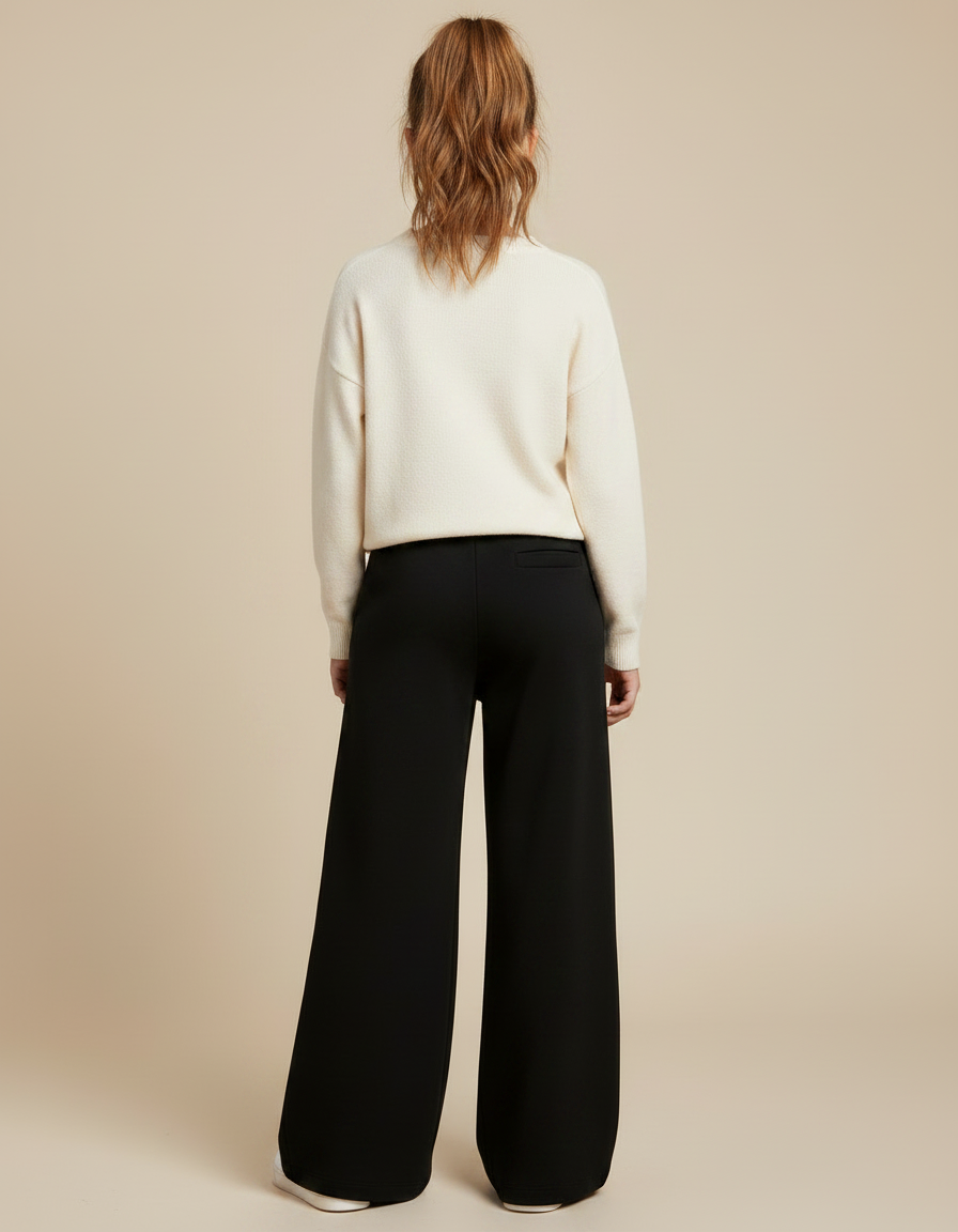 Pantalon Noir Ample Décontracté Fluide Fille - Molleton - vue 2