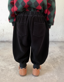 Pantalon Noir Côtelé Ample Harem Enfant - Cordé