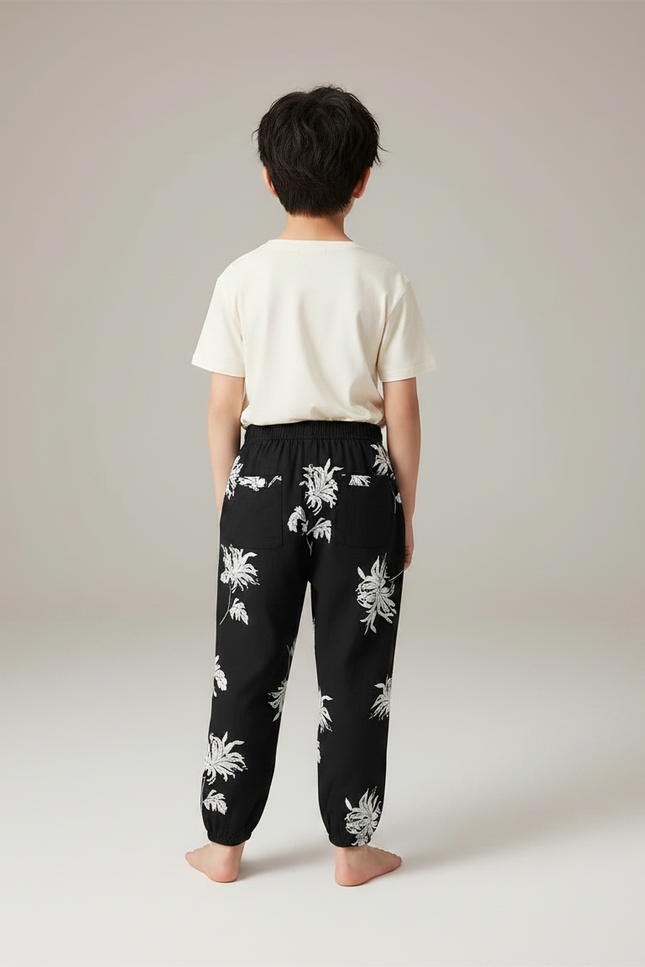 Pantalon Fluide Imprimé Noir Et Blanc - Viscose - vue 2