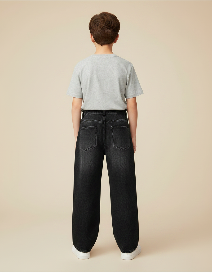 Pantalon Noir Ample Décontracté Denim Garçon - Jean - vue 2