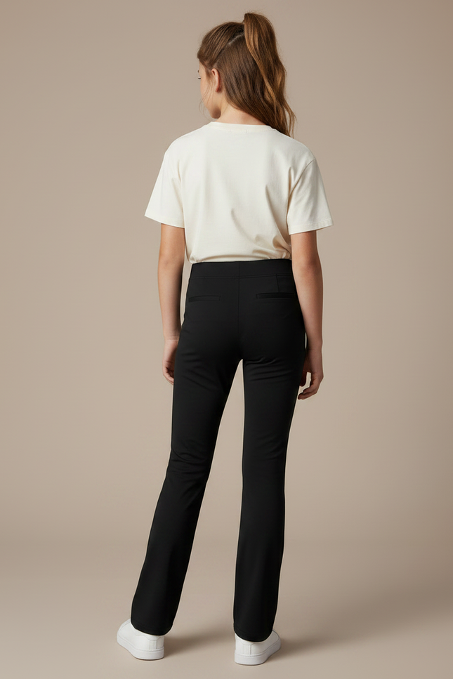 Pantalon Noir Taille Haute Évasé Fille Confortable - Maille - vue 2