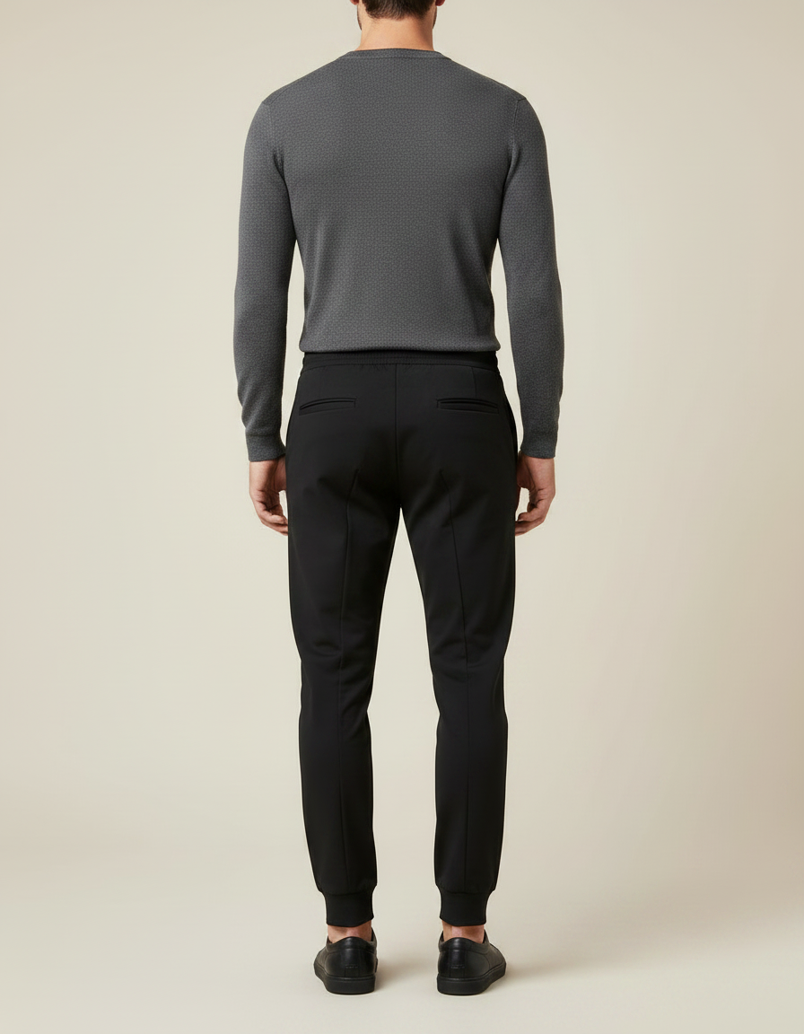 Pantalon Noir Jogger Homme Cordon Décontracté - Polyester - vue 2