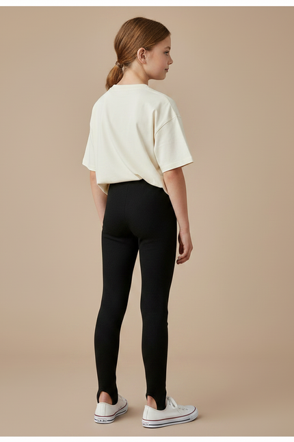 Pantalon Noir Côtelé Moulant Fille - Maille - vue 2