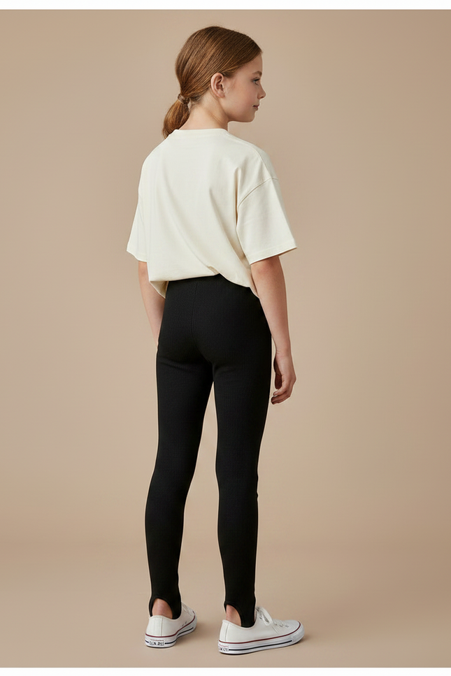 Pantalon Noir Côtelé Moulant Fille - Maille - vue 2