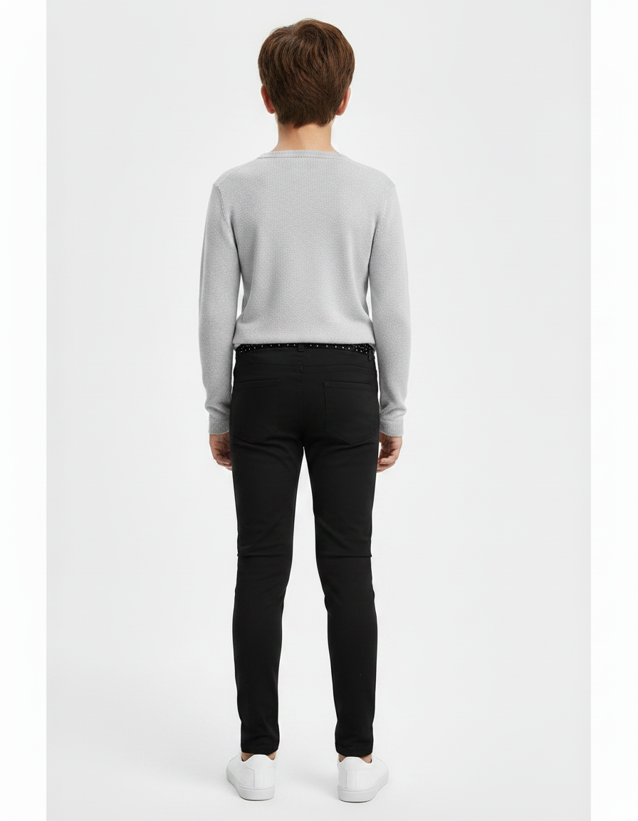 Pantalon Noir Enfant Strass Maille Fille Garçon - Polyester - vue 2