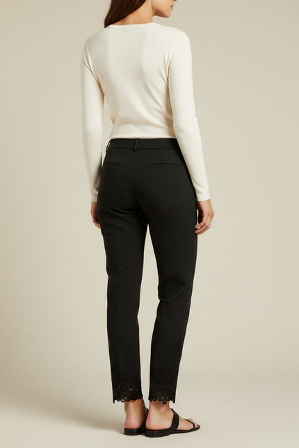 Pantalon Broderie Noire - Gabardine - vue 2