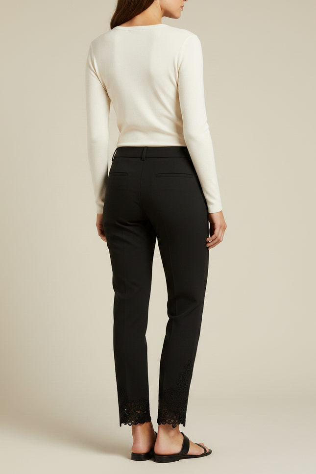 Pantalon Broderie Noire - Gabardine - vue 2