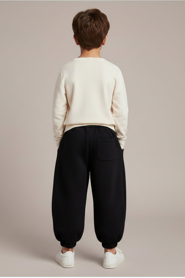 Pantalon Noir Ample Hiver Confortable Enfant Sport - Molleton - vue 2