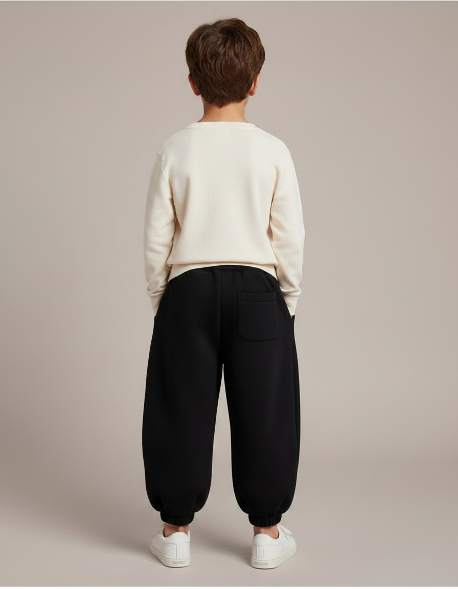 Pantalon Noir Ample Hiver Confortable Enfant Sport - Molleton - vue 2