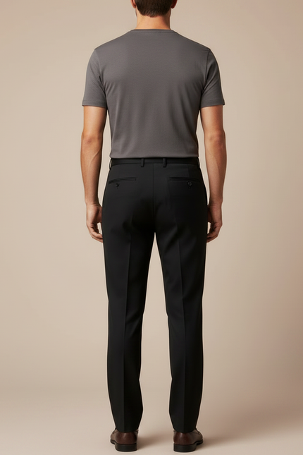 Pantalon Noir Coupe Droite - Gabardine - vue 2