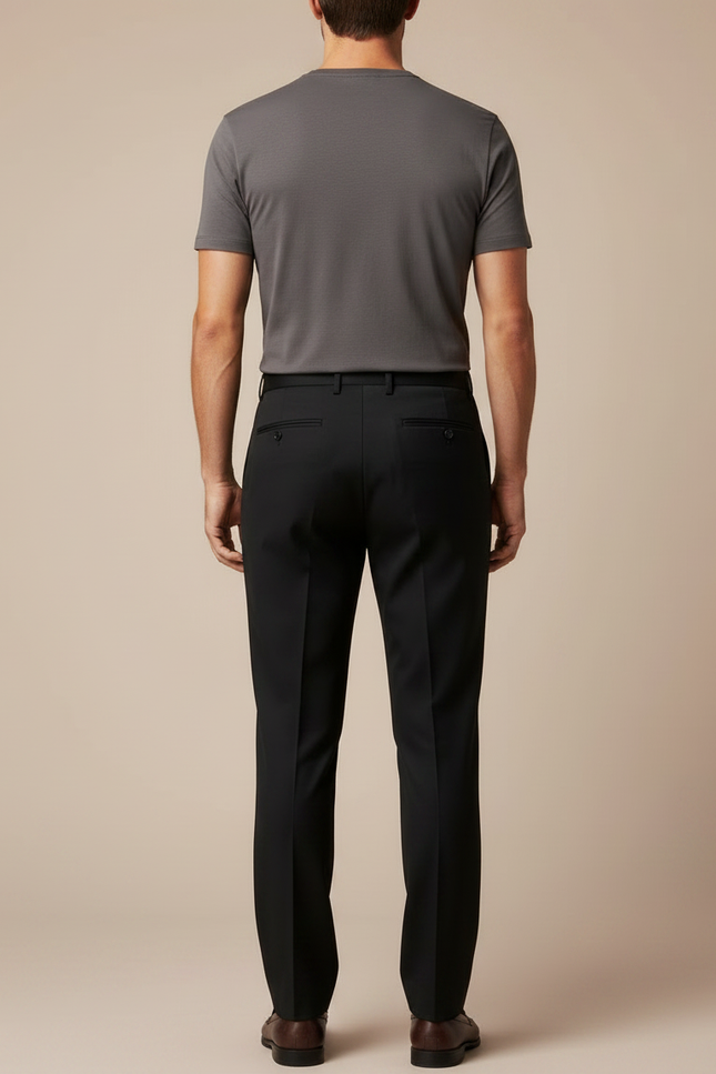 Pantalon Noir Coupe Droite - Gabardine - vue 2