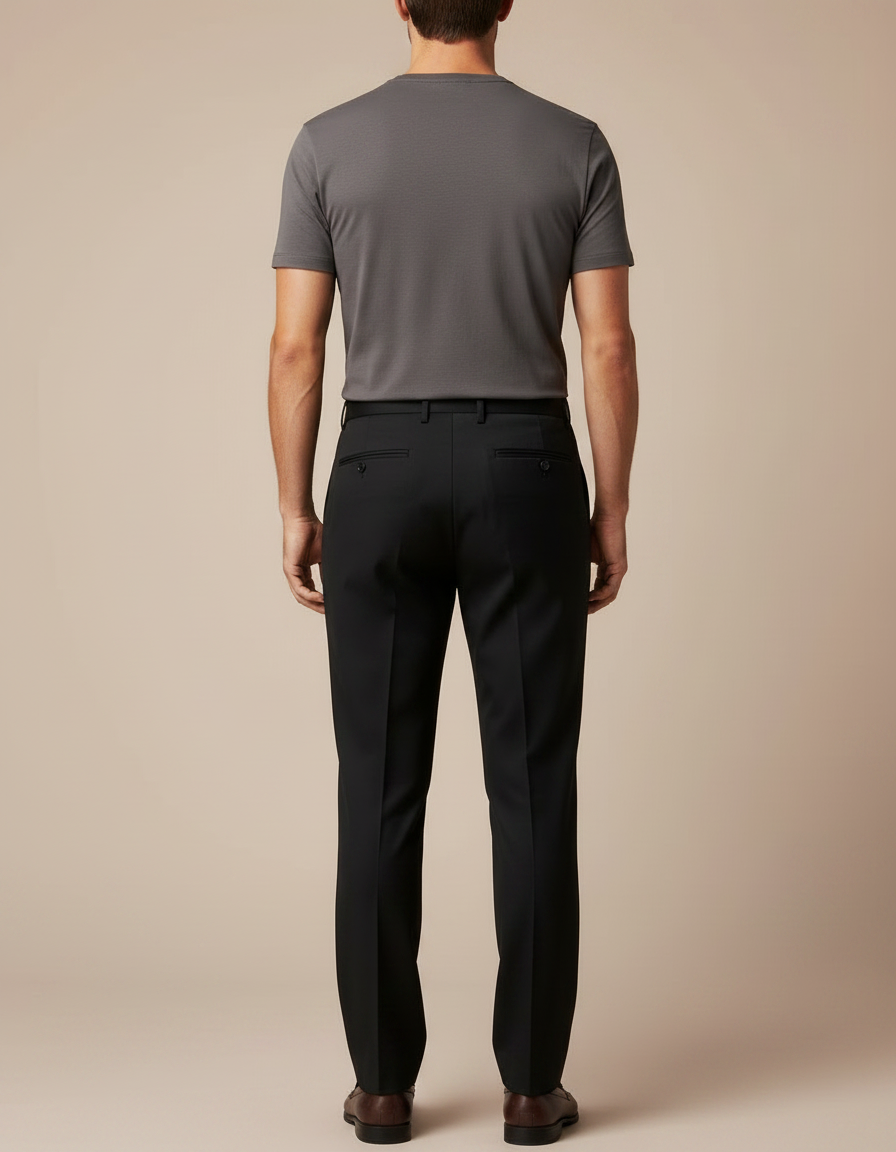 Pantalon Noir Coupe Droite - Gabardine - vue 2