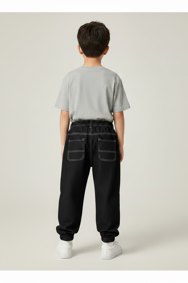 Pantalon Noir Garçon Ample Décontracté Coton - Jean - vue 2