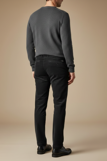 Pantalon Noir Côtelé Droit Décontracté Homme Élégant - Cordé - vue 2