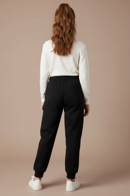 Pantalon Noir Fille Molleton Imprimé Confortable Décontracté - vue 2