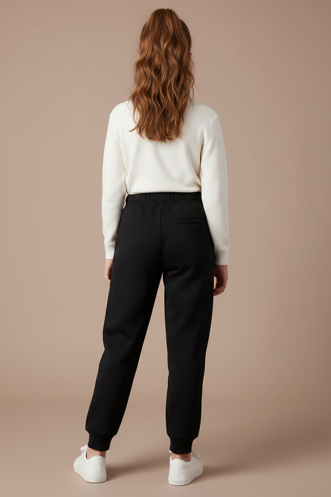 Pantalon Noir Fille Molleton Imprimé Confortable Décontracté - vue 2