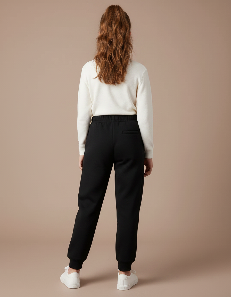 Pantalon Noir Fille Molleton Imprimé Confortable Décontracté - vue 2