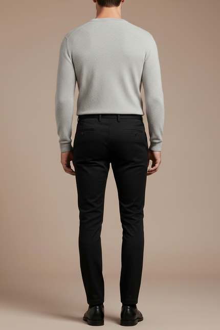 Pantalon Noir Homme Slim Ajusté Habillé Stretch - Polyester - vue 2