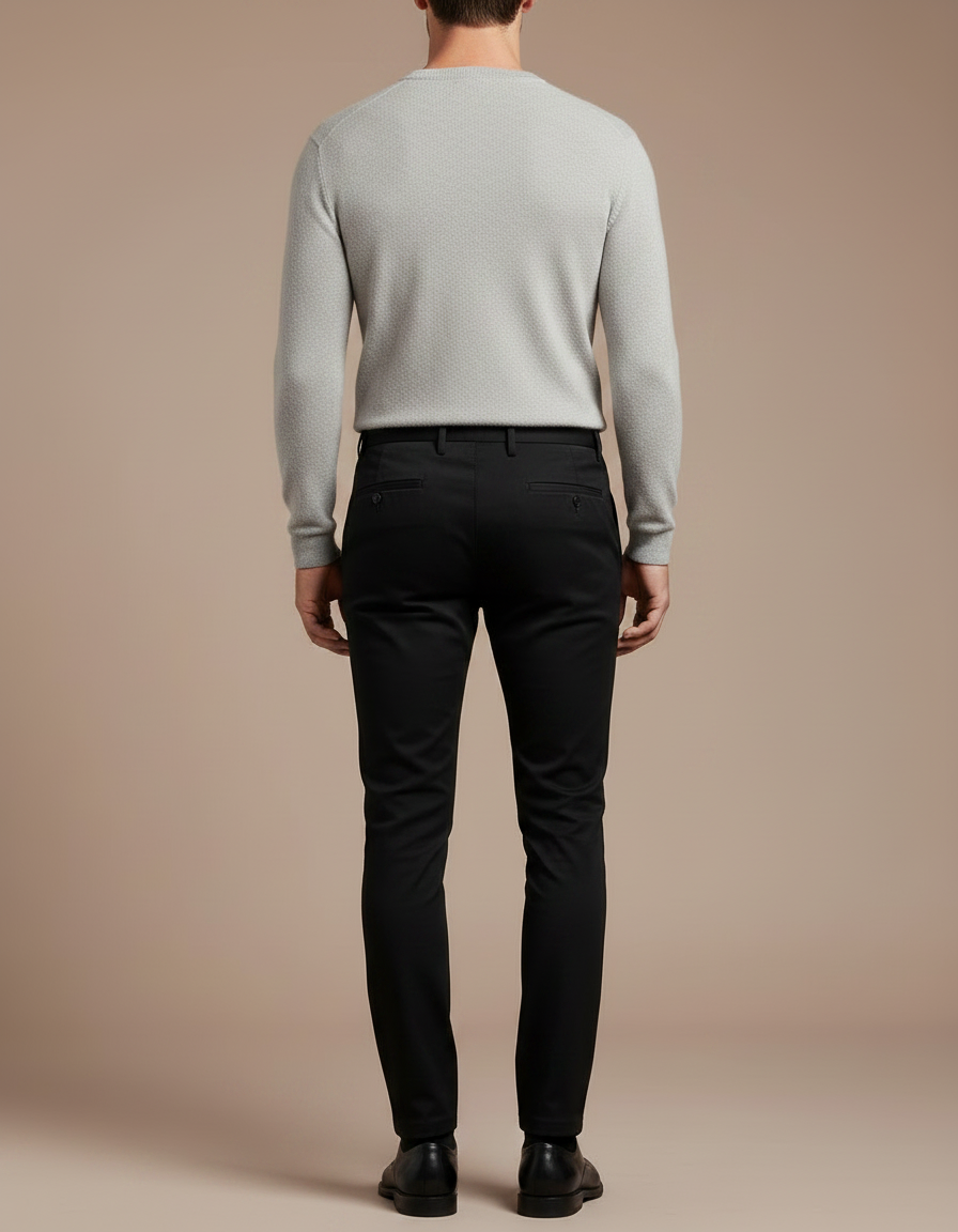 Pantalon Noir Homme Slim Ajusté Habillé Stretch - Polyester - vue 2