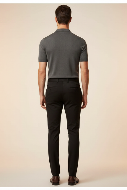 Pantalon Noir Ajusté Stretch Habillé Homme - Polyester - vue 2