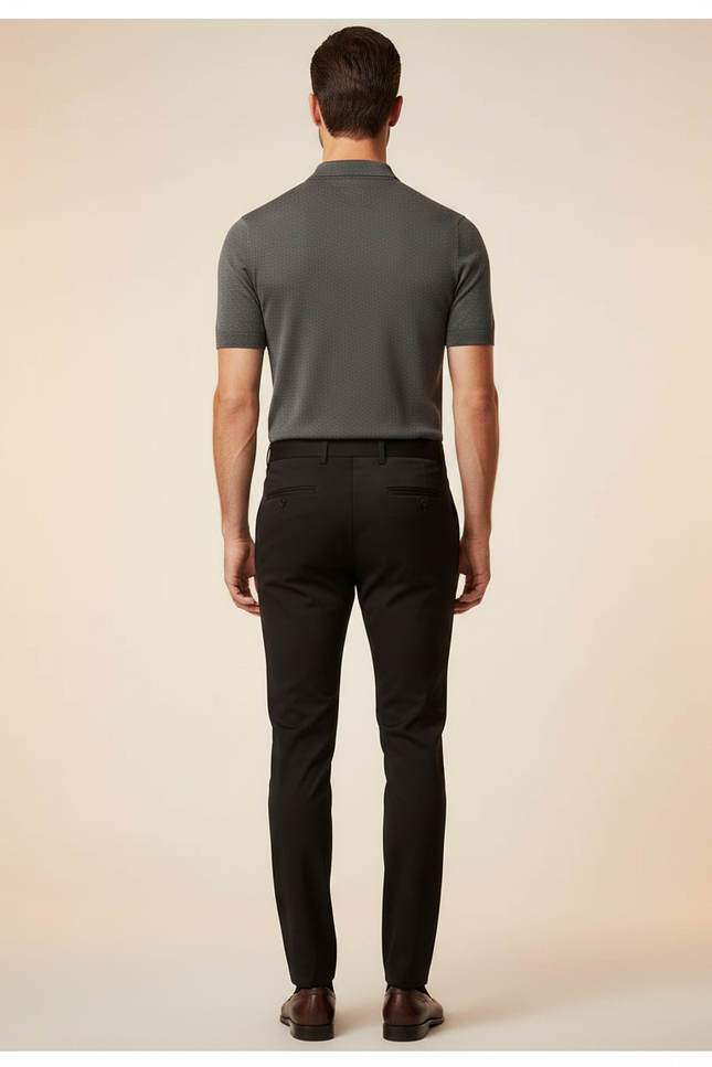 Pantalon Noir Ajusté Stretch Habillé Homme - Polyester - vue 2