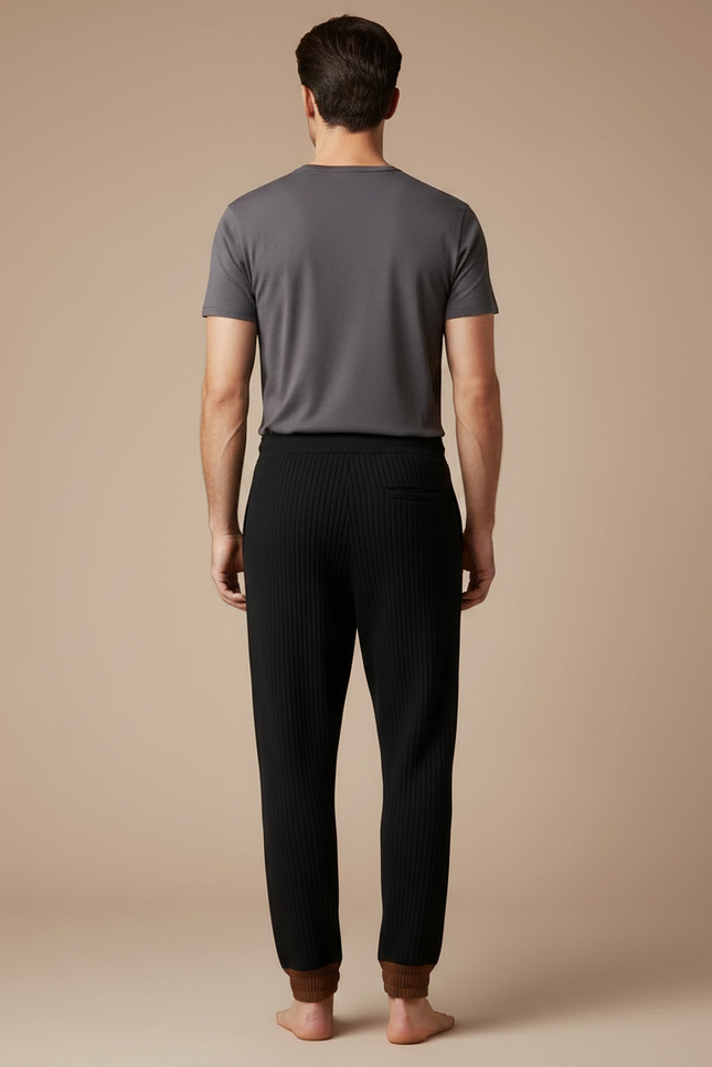 Pantalon Noir Côtelé Droit Décontracté Homme Cordon - Cordé - vue 2
