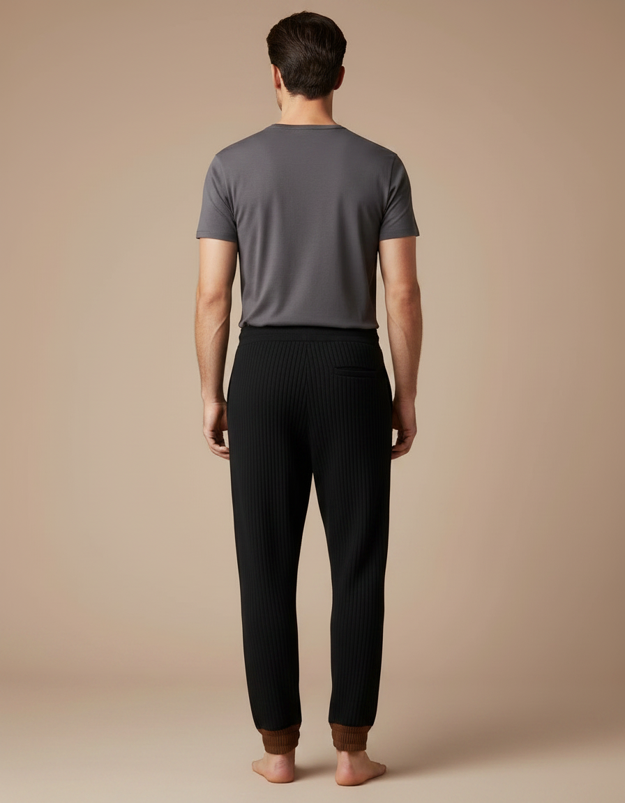 Pantalon Noir Côtelé Droit Décontracté Homme Cordon - Cordé - vue 2