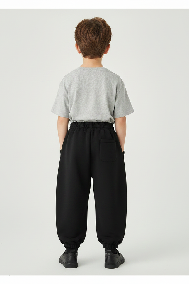 Pantalon Noir Ample Sport Décontracté Enfant - Molleton - vue 2