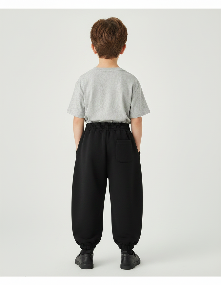 Pantalon Noir Ample Sport Décontracté Enfant - Molleton - vue 2