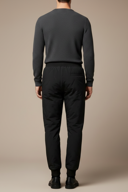 Pantalon Noir Matelassé Homme Sportif Décontracté Hiver - Polyester - vue 2
