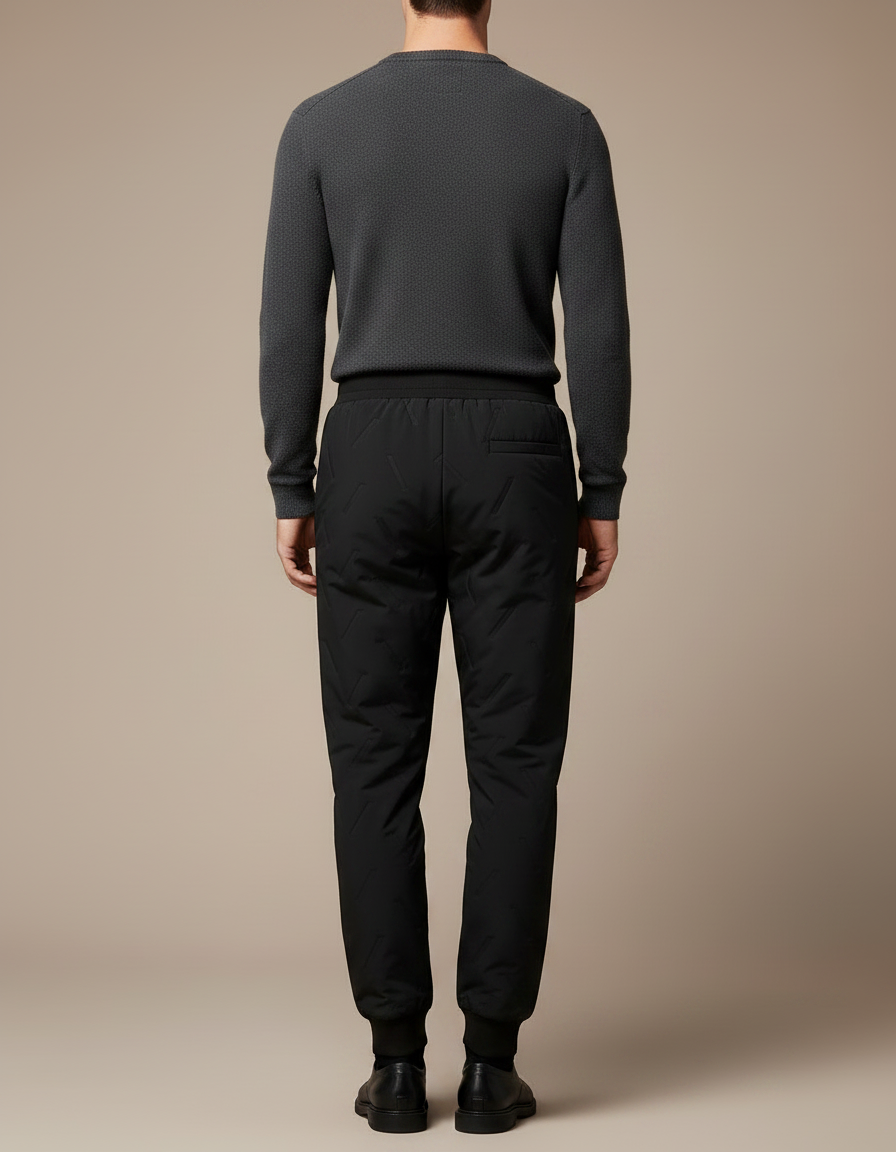 Pantalon Noir Matelassé Homme Sportif Décontracté Hiver - Polyester - vue 2