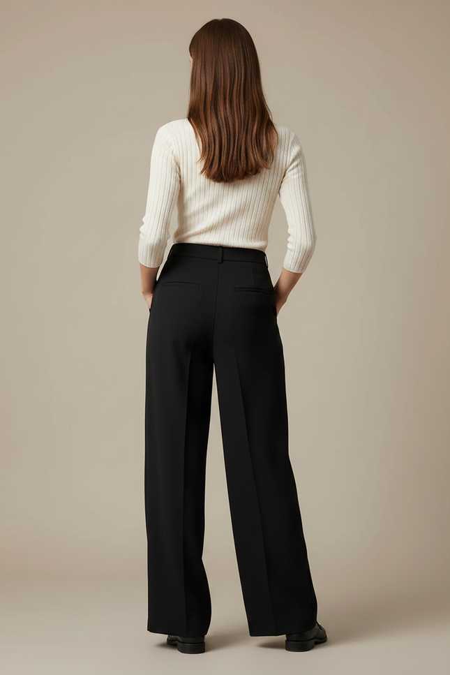Pantalon Pince Noir Femme - Gabardine - vue 2