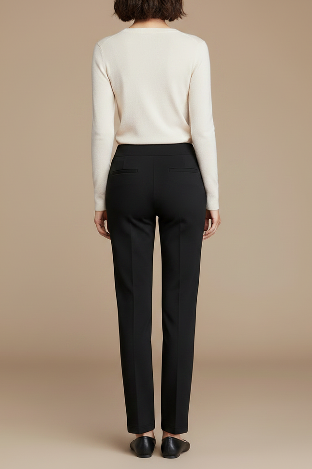 Pantalon Noir Slim Élastique Taille Haute Femme - Polyester - vue 2