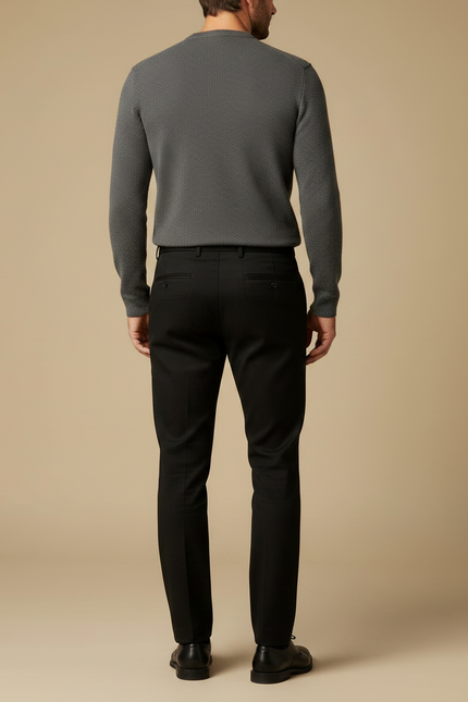 Pantalon Noir Habillé Slim Élégant Formel Homme - Gabardine - vue 2