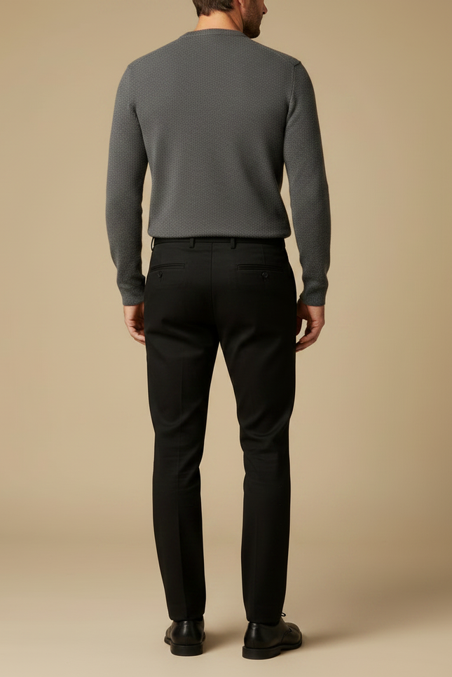 Pantalon Noir Habillé Slim Élégant Formel Homme - Gabardine - vue 2