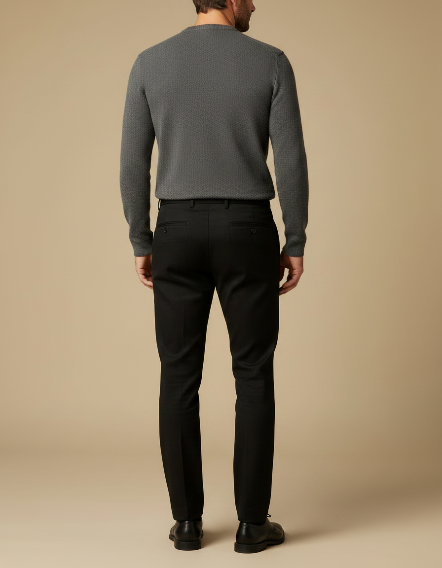Pantalon Noir Habillé Slim Élégant Formel Homme - Gabardine - vue 2