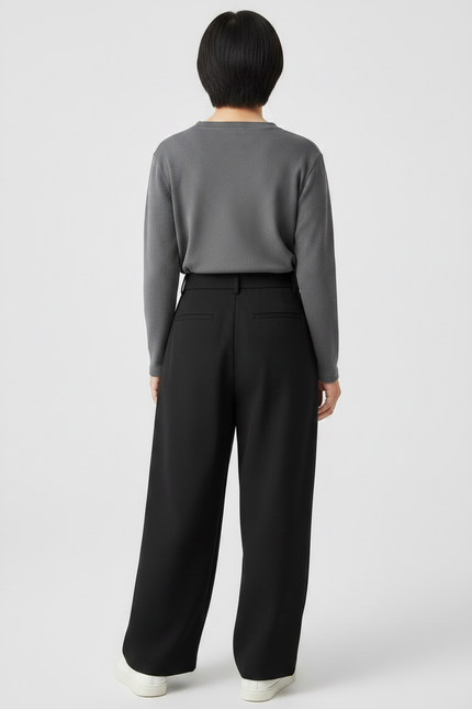 Pantalon Noir Ample Plissé Décontracté Enfant - Polyester - vue 2