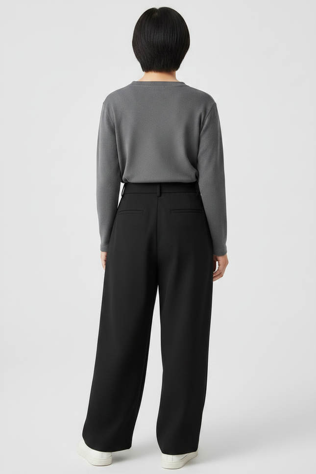 Pantalon Noir Ample Plissé Décontracté Enfant - Polyester - vue 2