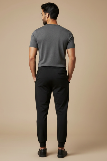 Pantalon Noir Jogger Homme Cordon Slim - Polyester - vue 2
