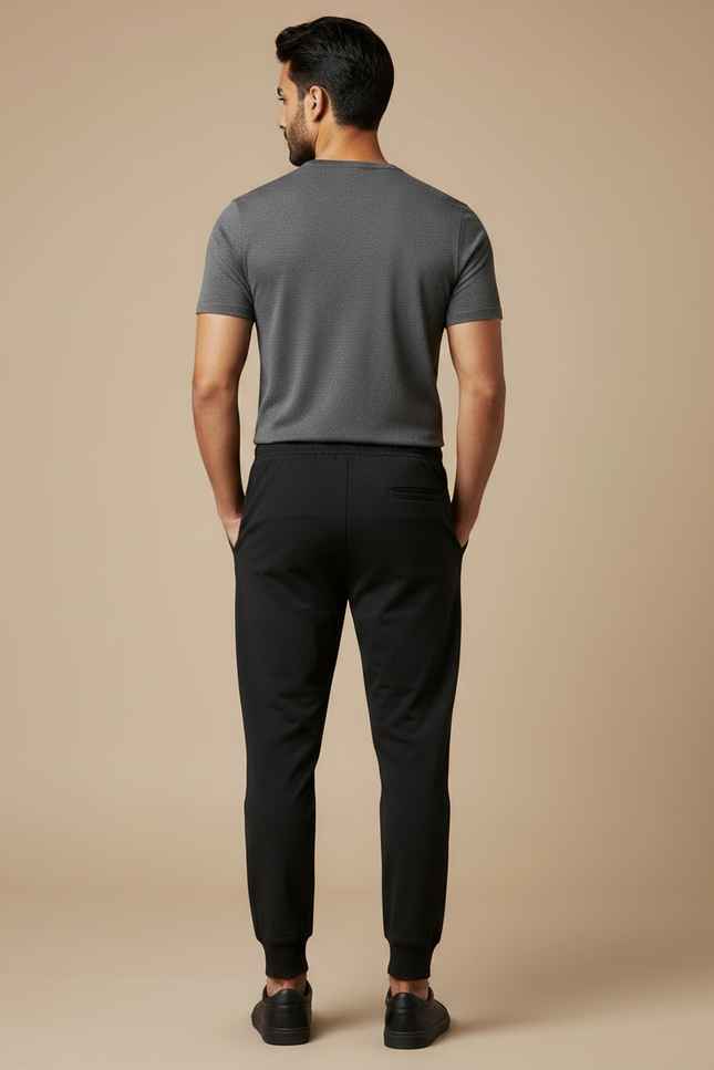 Pantalon Noir Jogger Homme Cordon Slim - Polyester - vue 2