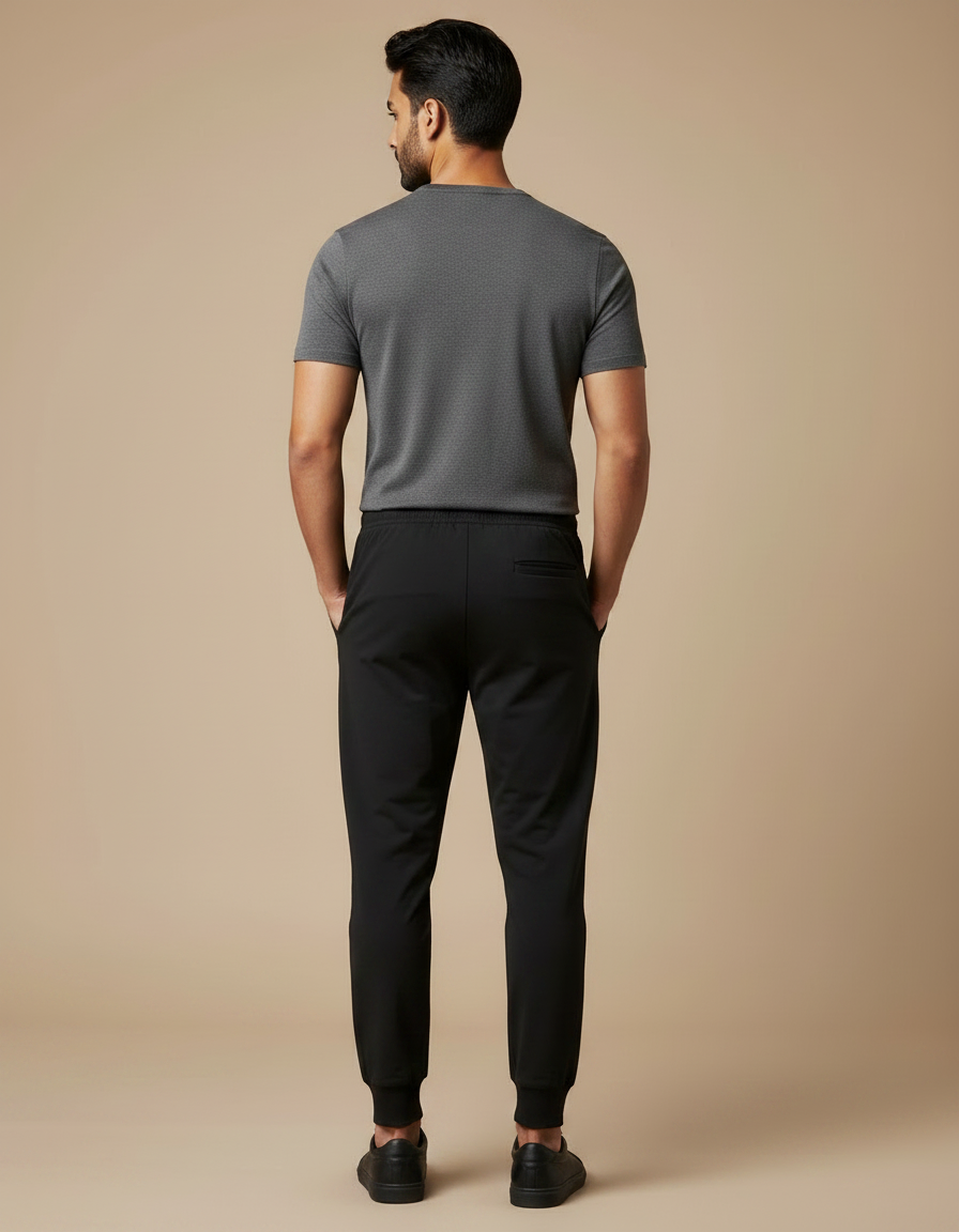 Pantalon Noir Jogger Homme Cordon Slim - Polyester - vue 2