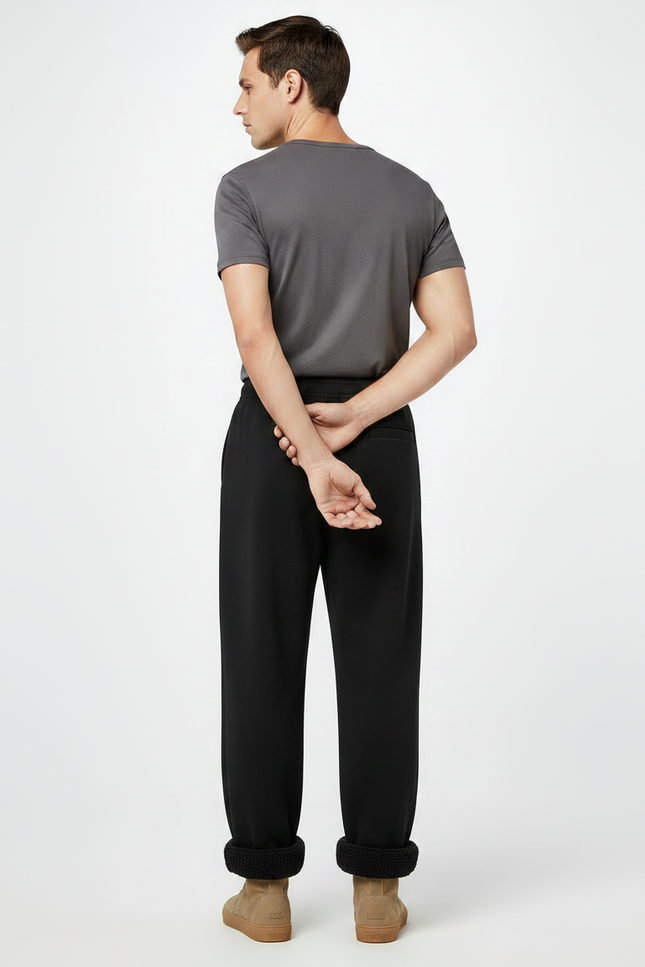 Pantalon Noir Ample Polaire Homme Hiver - Molleton - vue 2